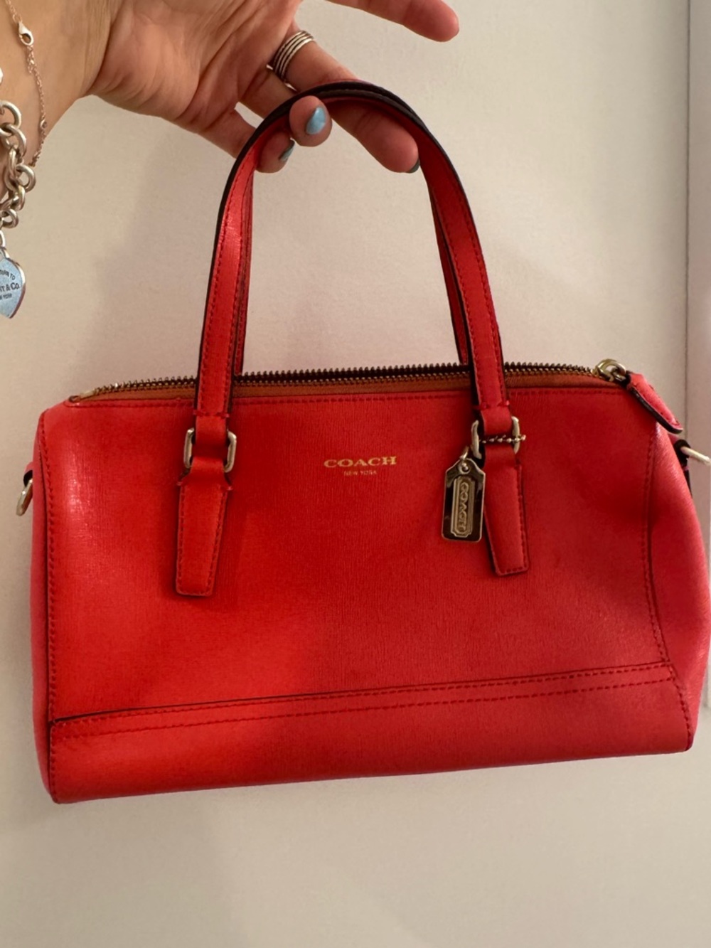Vintage COACH Red Leather Satchel Handbag